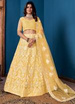 Net Yellow Wedding Wear Embroidery Work Lehenga Choli